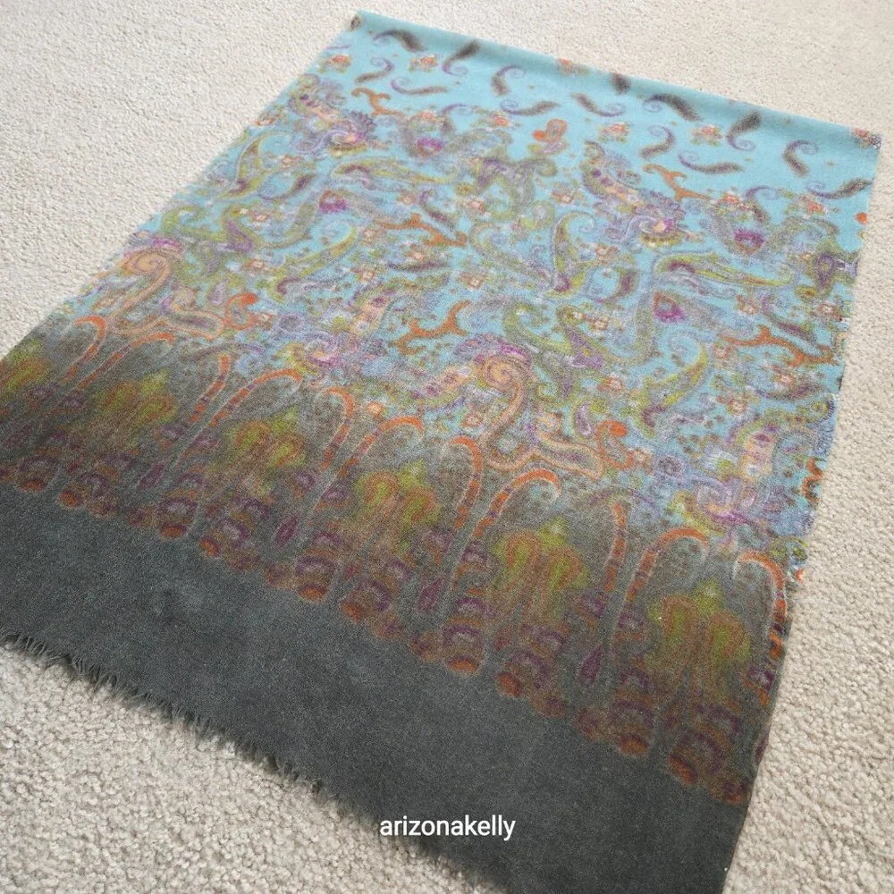 NWOT Wool Scarf Lightweight Colorful Paisley Design
